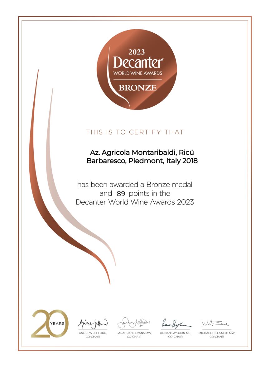BARBARESCO DOCG RICU 2018 - Decanter World Wine Awards 2023 - Barbaresco Ricu 2018
