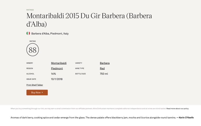 BARBARESCO DOCG PALAZZINA 2009 - Wine Enthusiast 91/100 - Barbaresco DOCG Palazzina 2009