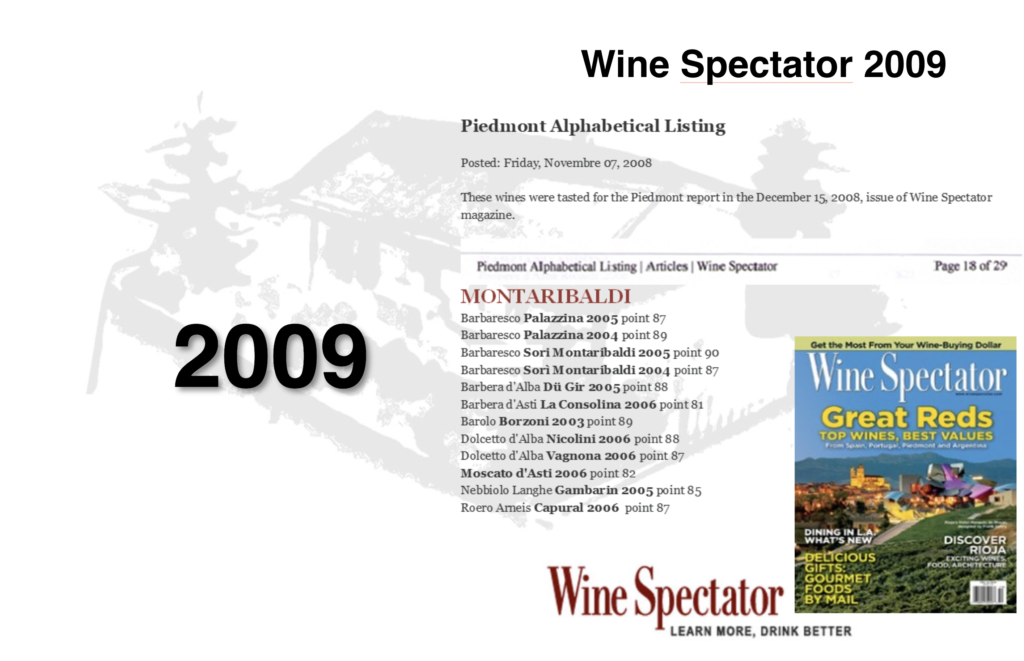 Wine Spectator 87 Punti – Barbaresco DOCG Palazzina 2005